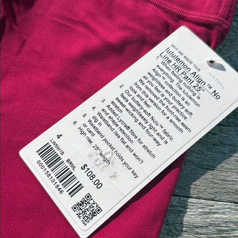 Lululemon Align No Line High-Rise Pant 25" Berry Rumble pink size 4‎ NWT - Picture 2 of 5
